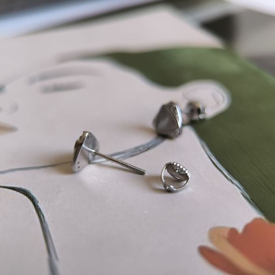 Серебряные серьги с перламутром, фианитами