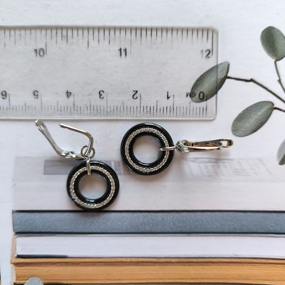 Серебряные серьги с , керамикой