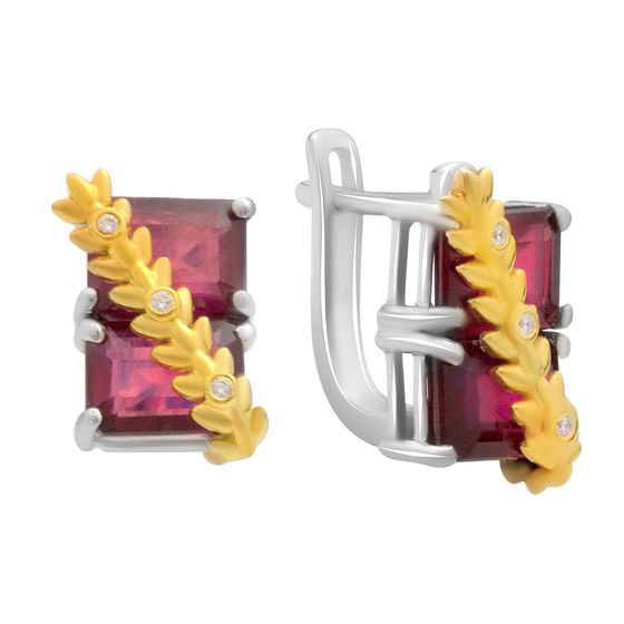 Серебряные серьги с рубином 4.188ct