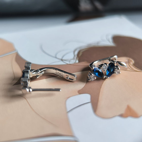 Серебряные серьги с сапфиром nano 1.45ct