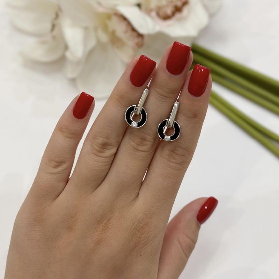 Серебряные серьги с емаллю