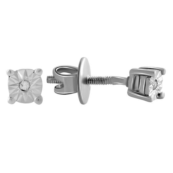 Серебряные серьги с бриллиантом 0.018ct