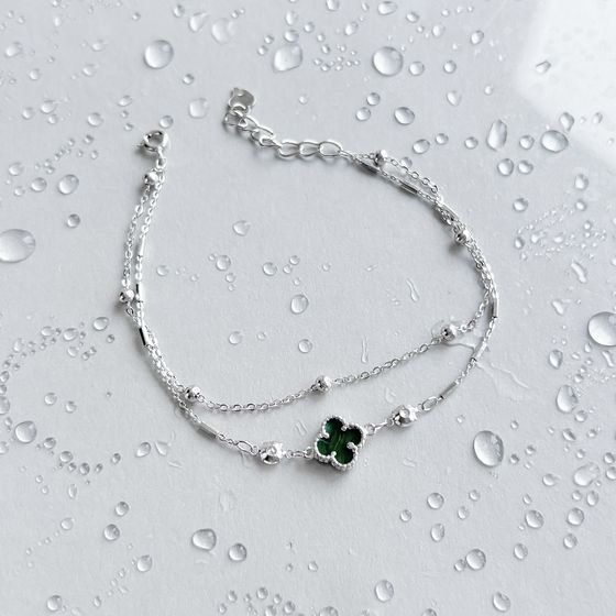 Серебряный браслет с малахитом