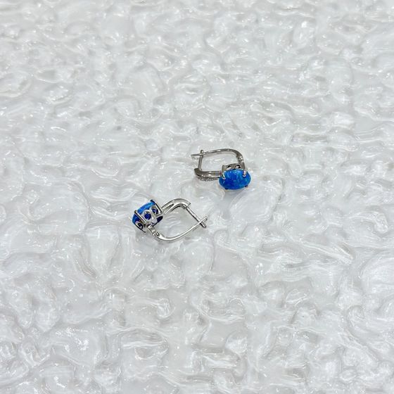 Серебряные серьги с опалом 2.59ct, фианитами