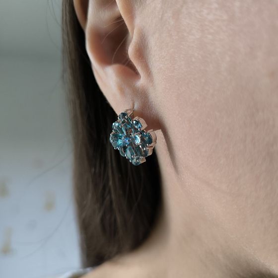 Серебряные серьги с топазом Лондон Блю, топазом