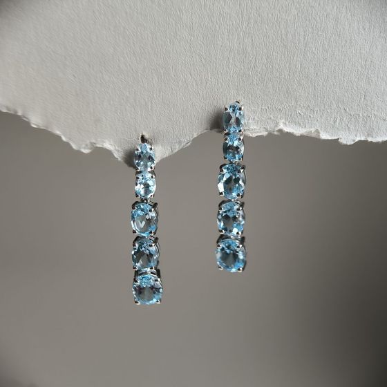 Серебряные серьги с топазом 19.738ct