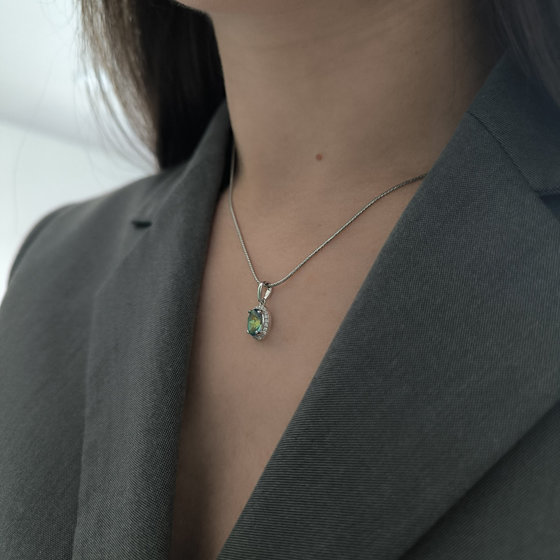 Серебряная подвеска с мистик топазом 1.098ct, фианитами