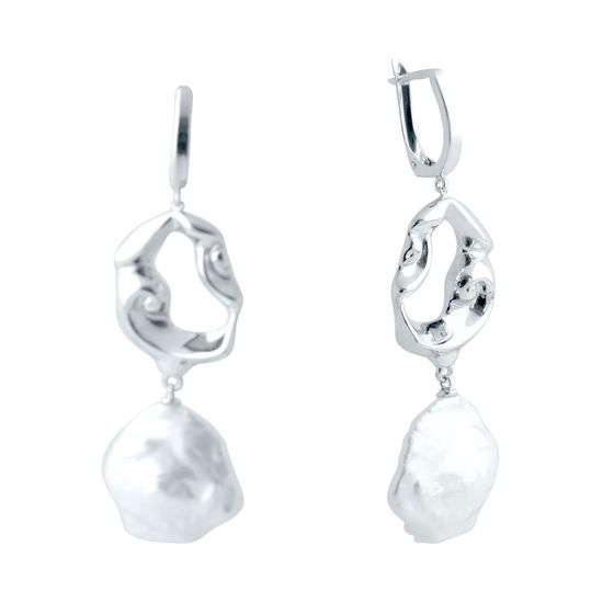 Серебряные серьги с жемчугом барочным