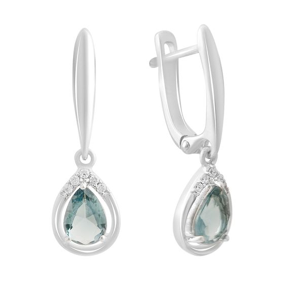 Серебряные серьги с топазом Лондон Блю 1.11ct