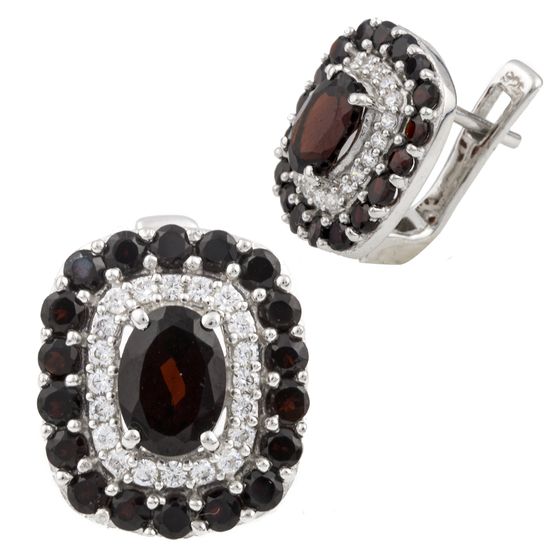 Серебряные серьги с гранатом 4.1ct