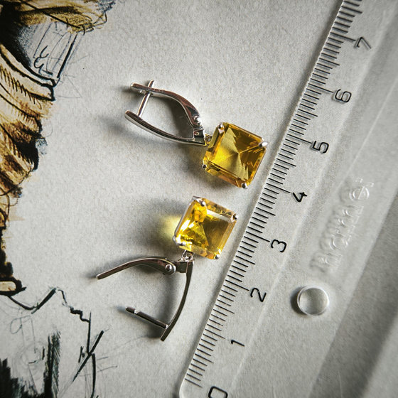Серебряные серьги с цитрином nano 9.035ct