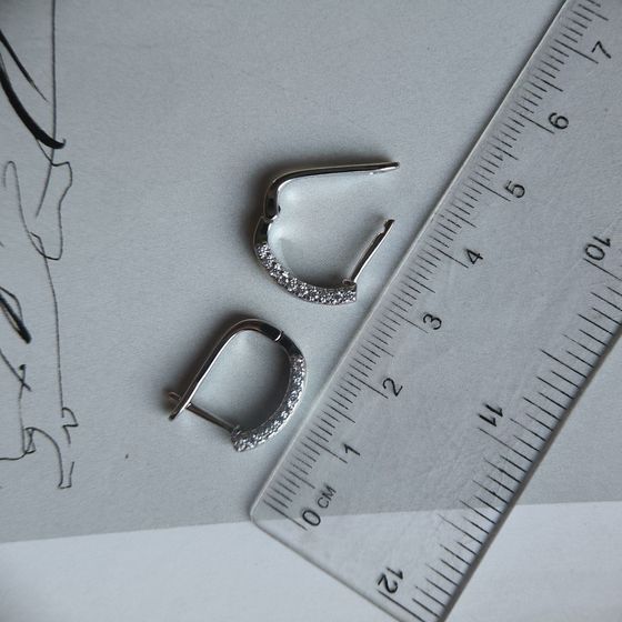 Серебряные серьги с фианитами, перламутром