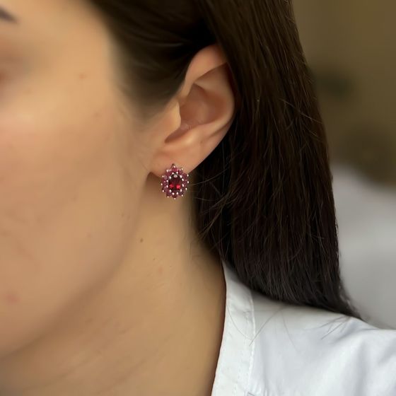 Серебряные серьги с гранатом 2.925ct