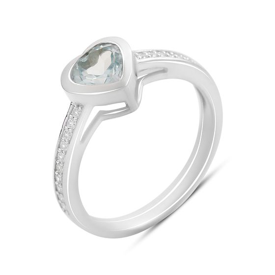 Серебряное кольцо с топазом 1.173ct, фианитами