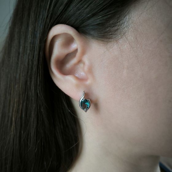 Серебряные серьги с топазом Лондон Блю 1.65ct