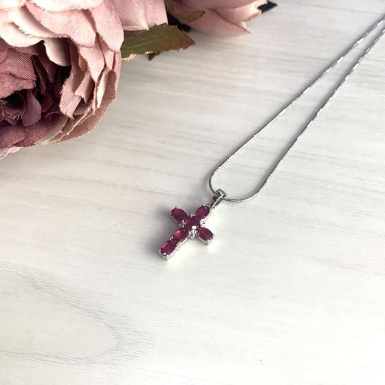 Серебряный крестик с рубином 4.079ct
