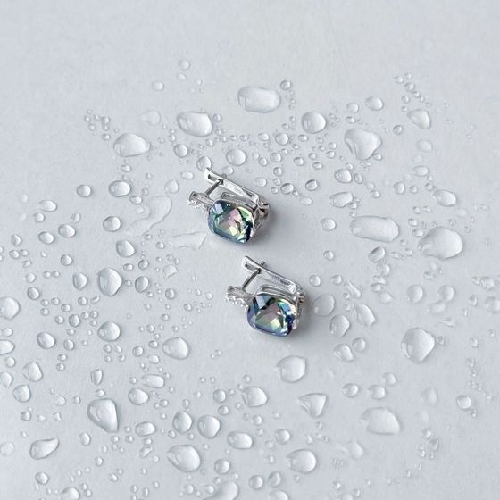 Серебряные серьги с мистик топазом 10.511ct
