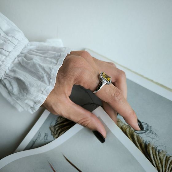 Серебряное кольцо с цитрином nano