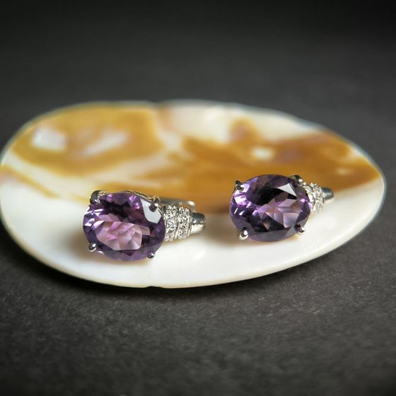 Серебряные серьги с аметистом 8.705ct