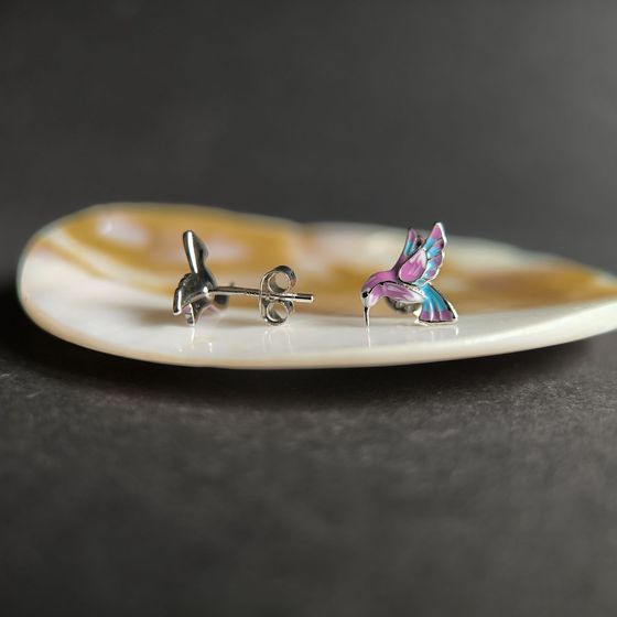 Серебряные серьги с емаллю