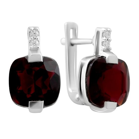 Серебряные серьги с гранатом nano 4.628ct, фианитами