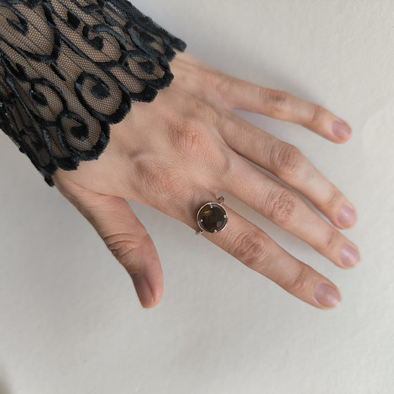 Серебряное кольцо с раухтопазом (дымчатым кварцем) 3.425ct