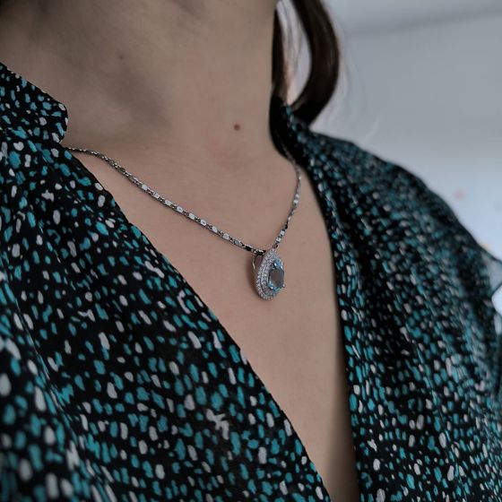 Серебряная подвеска с топазом 2.78ct, фианитами