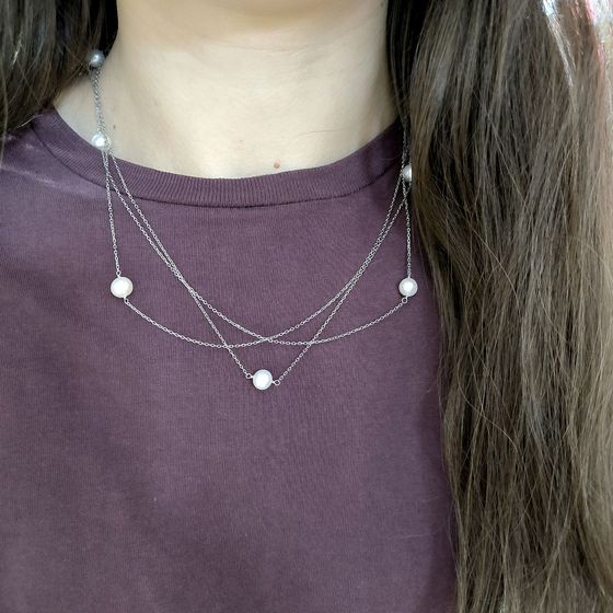 Серебряное колье с жемчугом барочным