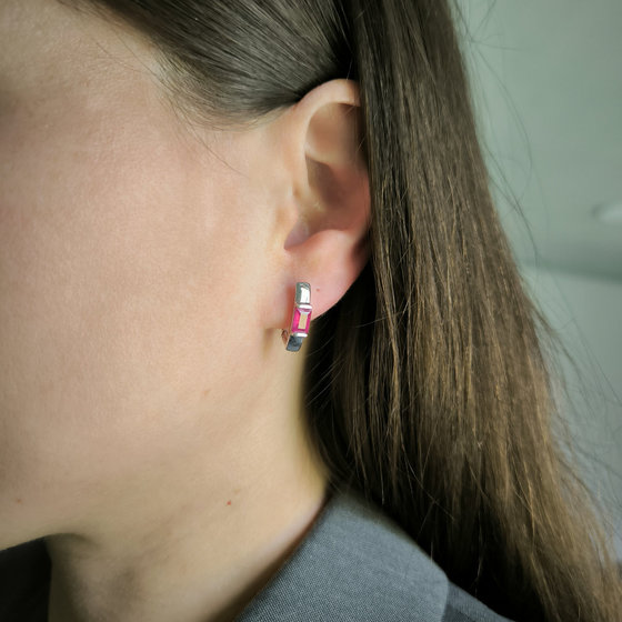 Серебряные серьги с рубином 1.625ct