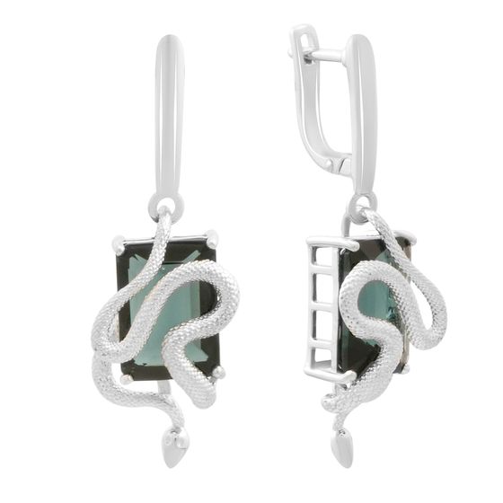 Серебряные серьги с топазом Лондон Блю 11.733ct