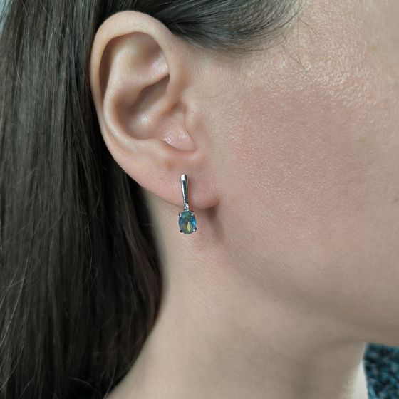 Серебряные серьги с мистик топазом 1.155ct