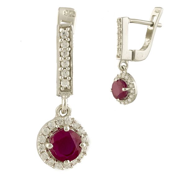 Серебряные серьги с рубином 2.146ct