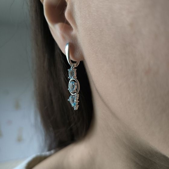 Серебряные серьги с топазом 3.367ct