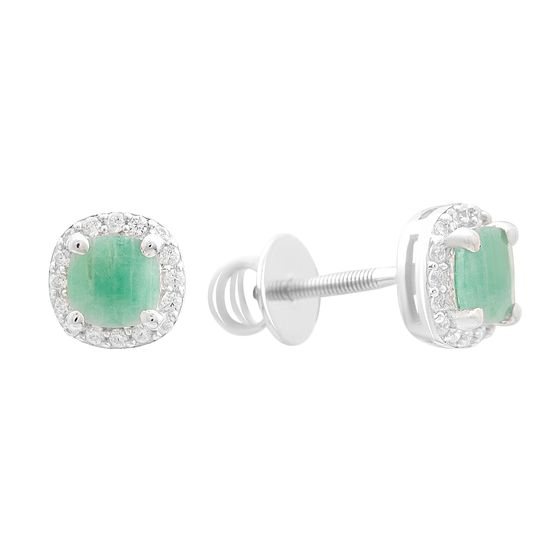 Серебряные серьги с изумрудом 1.13ct