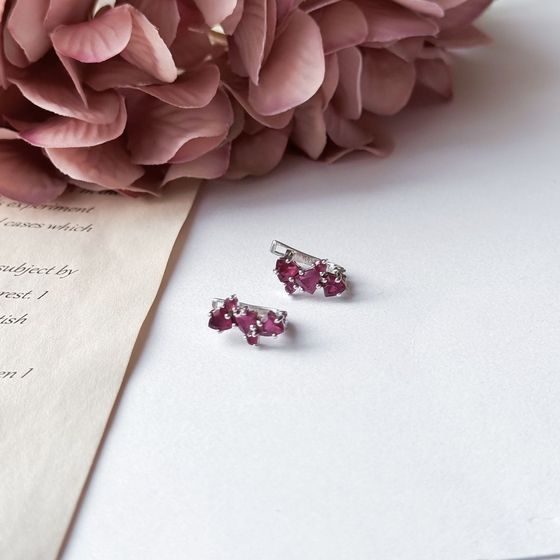 Серебряные серьги с рубином 1.188ct