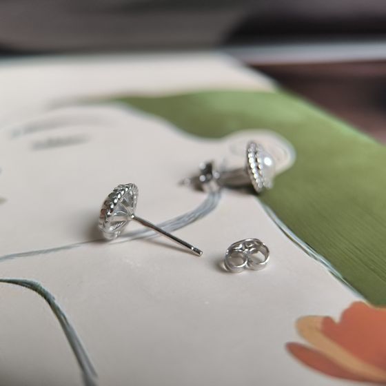 Серебряные серьги с жемчугом, фианитами