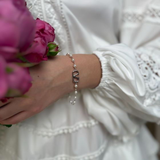 Серебряный браслет с жемчугом