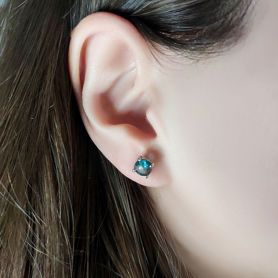 Серебряные серьги с топазом Лондон Блю 1.264ct