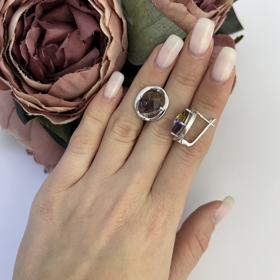 Серебряные серьги с аметрином nano 7.113ct