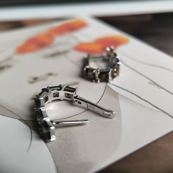 Серебряные серьги с раухтопазом (дымчатым кварцем) 4.258ct