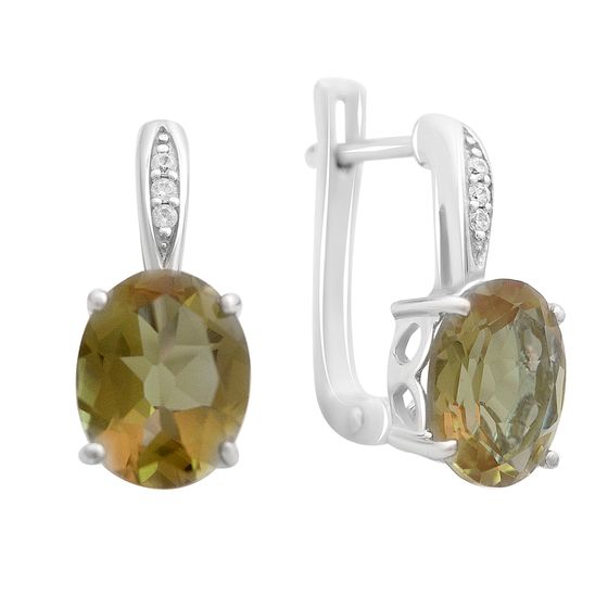 Серебряные серьги с султанитом 5.59ct