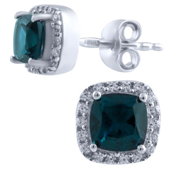 Серебряные серьги с топазом Лондон Блю 1.461ct