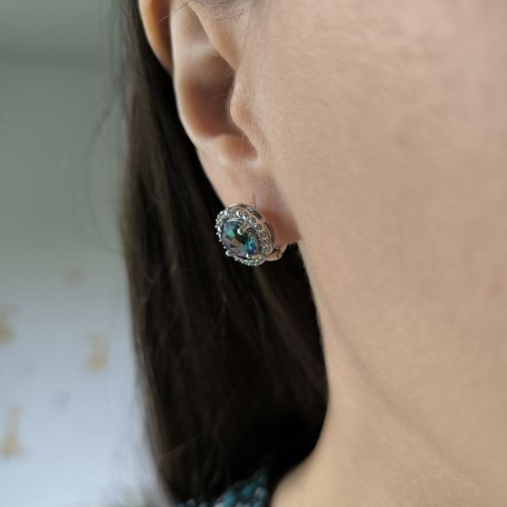 Серебряные серьги с мистик топазом 4.666ct