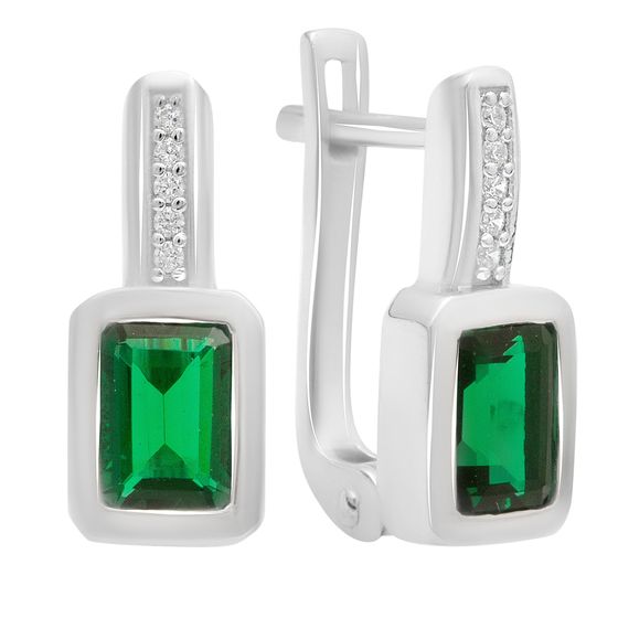 Серебряные серьги с изумрудом nano 1.76ct