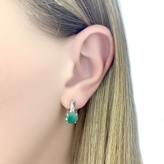 Серебряные серьги с изумрудом 4.099ct