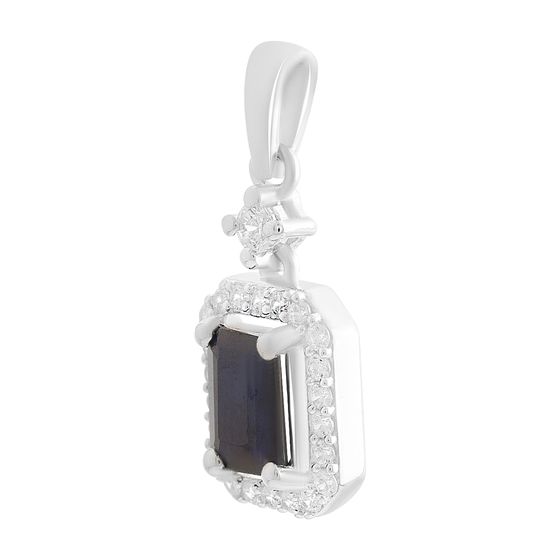 Серебряная подвеска с сапфиром 5.58ct, фианитами