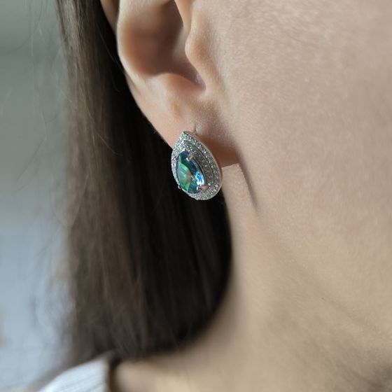 Серебряные серьги с мистик топазом 3.726ct