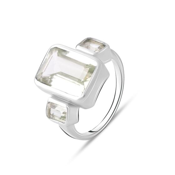 Серебряное кольцо с зеленим аметистом 6.28ct