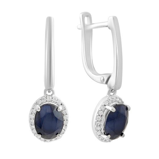 Серебряные серьги с сапфиром 3.59ct