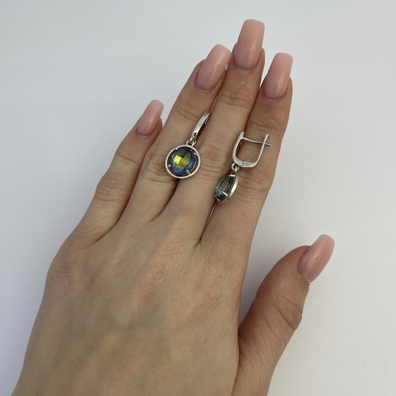 Серебряные серьги с мистик топазом 12.855ct